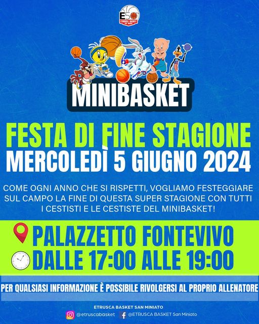 MINIBASKET: FESTA DI FINE STAGIONE
