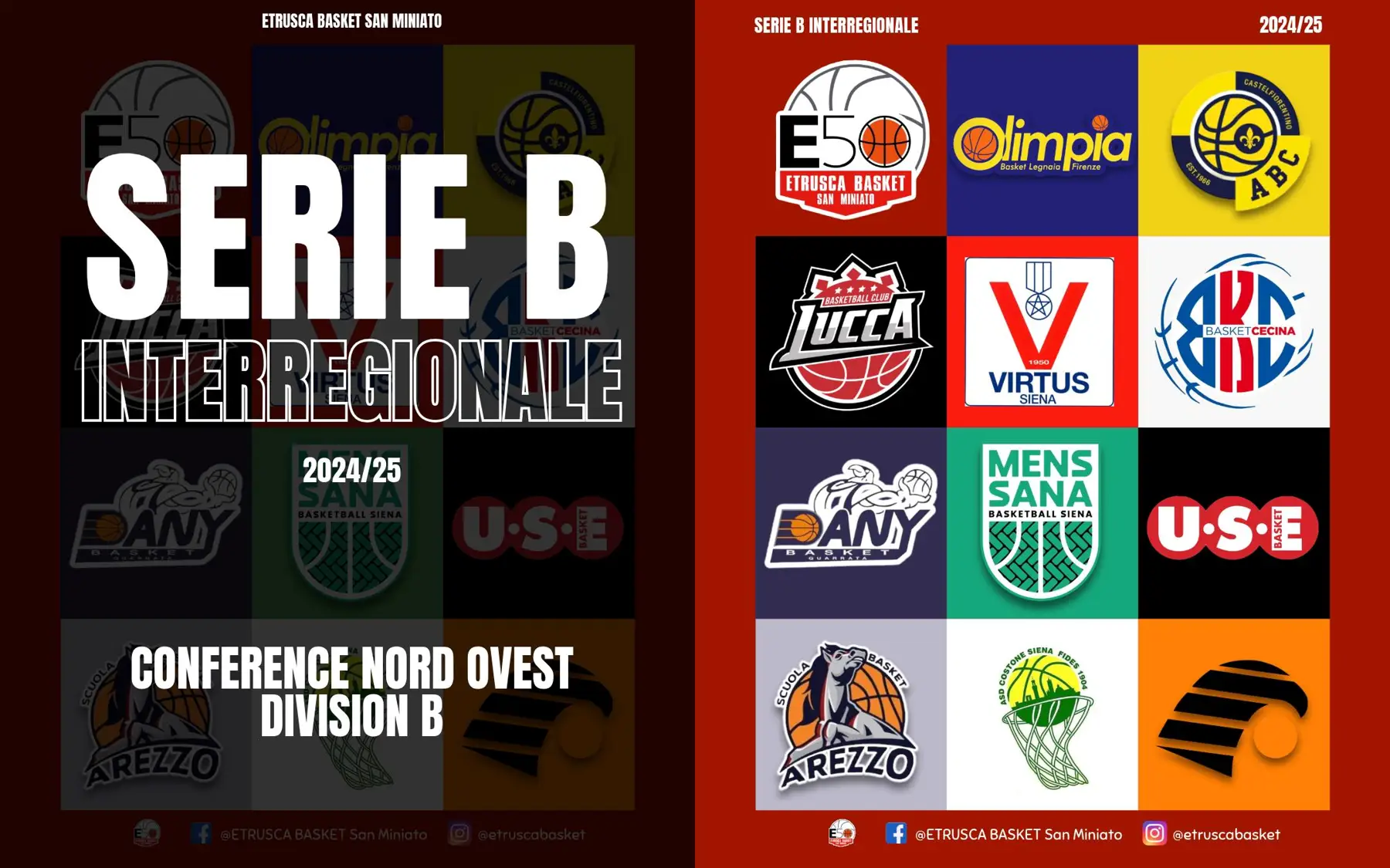 SERIE B INTERREGIONALE: ETRUSCA NELLA CONFERENCE NORD OVEST GIRONE B