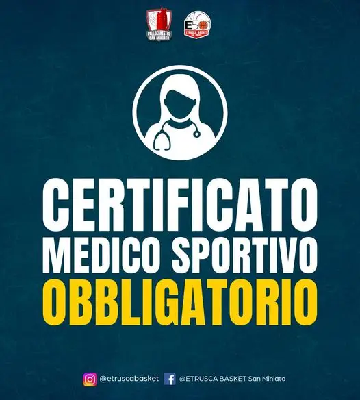 IL CERTIFICATO MEDICO SPORTIVO È OBBLIGATORIO!!!