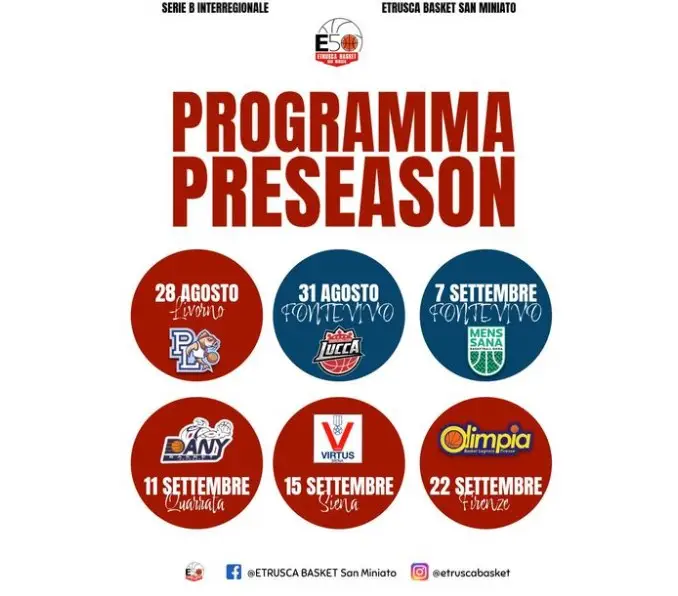 PROGRAMMA PRESEASON SERIE B INTERREGIONALE